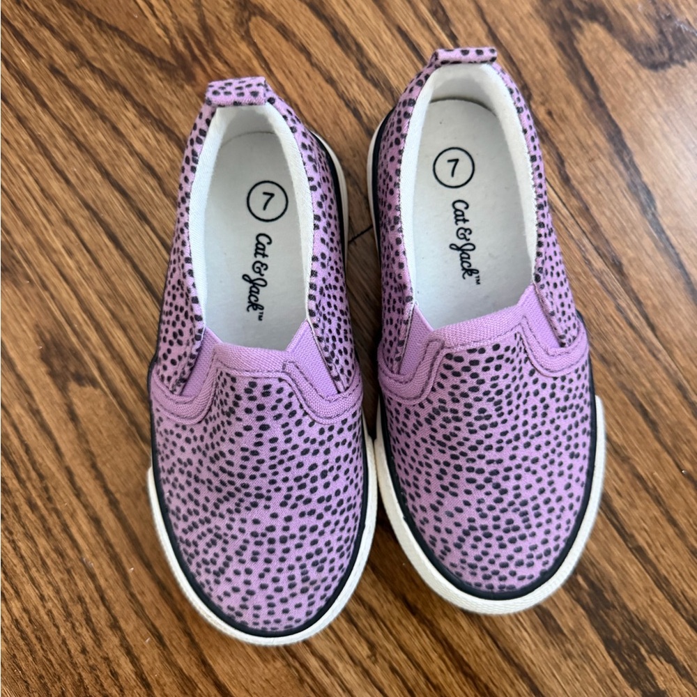 Cat & Jack Lilac Slip-On Sneakers with Black Speckle Print